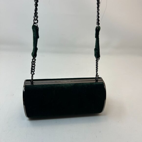 Topshop Velvet Cylinder Evening Bag Crossbody Tube Clutch w/ Chain Strap - Picture 11 of 14